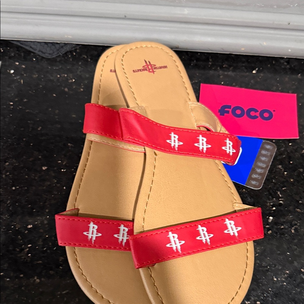 Red Women's Slide Sandals‎ with Team Logo